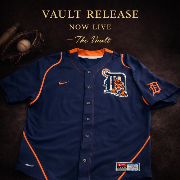 Nike Other - Nike Team Detroit Tigers MLB Authentically Engineered Jersey Navy Orange